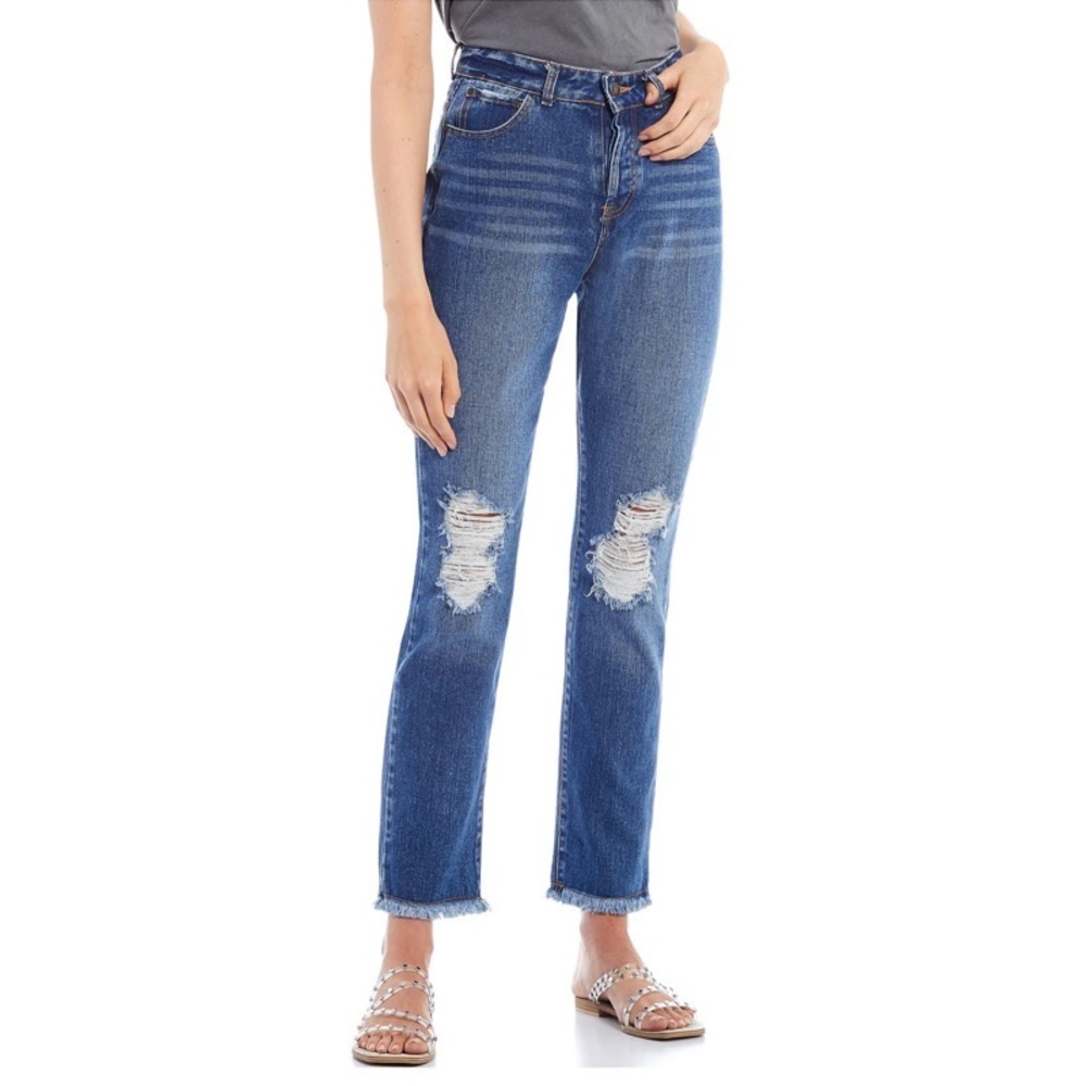 Frayed Hem Skinny Ankle Jeans